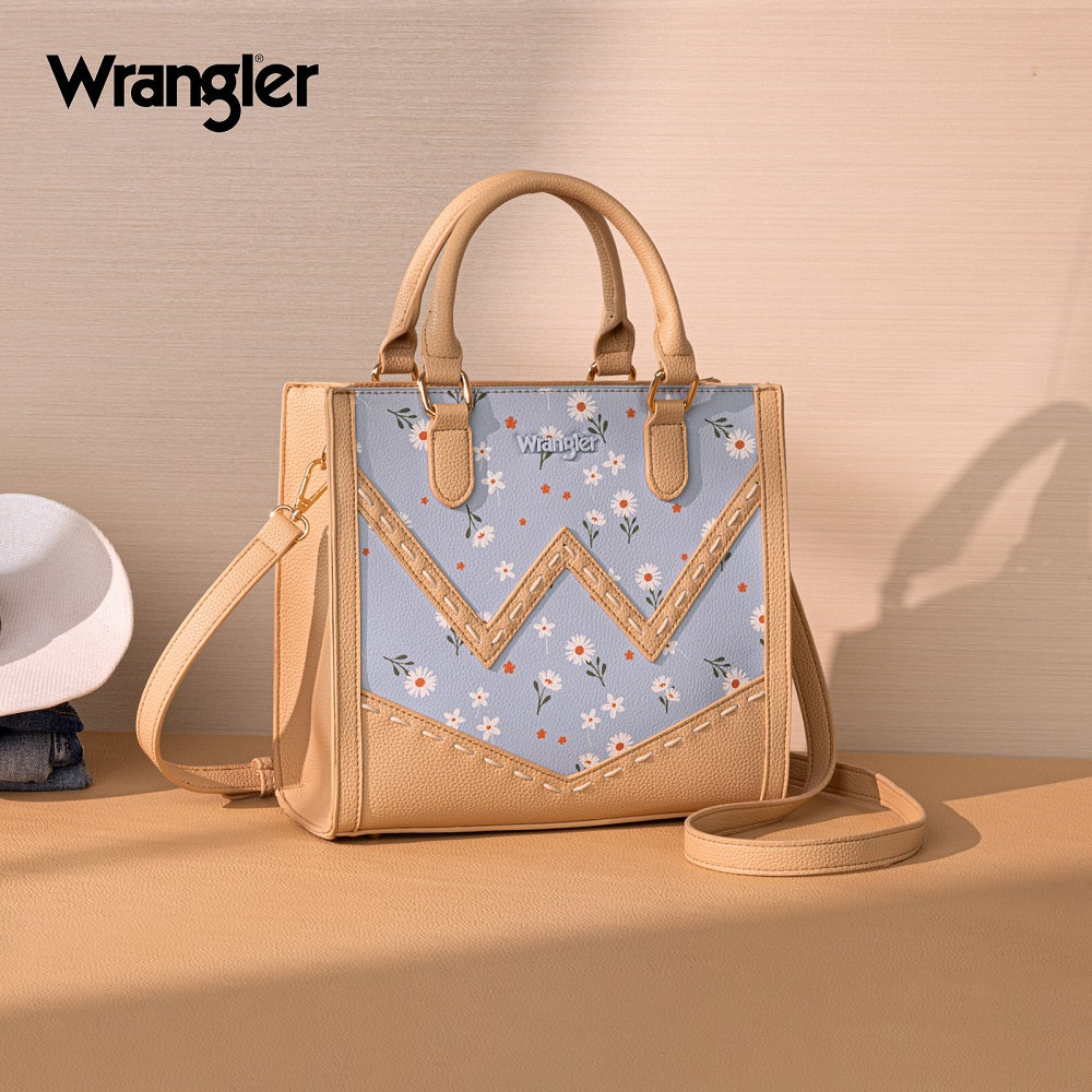 Wrangler Daisy Print Chevron Tote Crossbody Bag