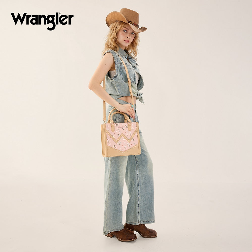 Wrangler Daisy Print Chevron Tote Crossbody Bag