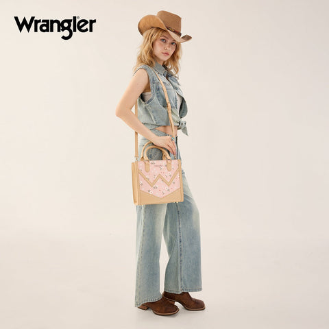 Wrangler Daisy Print Chevron Tote Crossbody Bag
