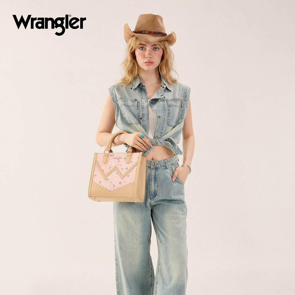 Wrangler Daisy Print Chevron Tote Crossbody Bag