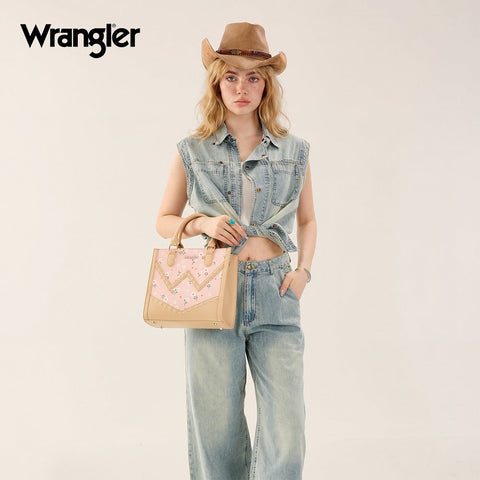 Wrangler Daisy Print Chevron Tote Crossbody Bag