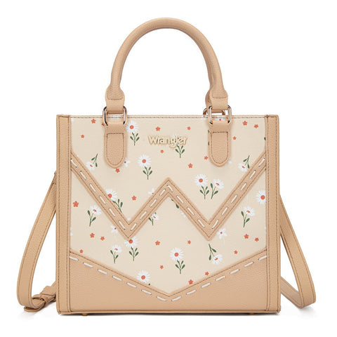Wrangler Daisy Print Chevron Tote Crossbody Bag