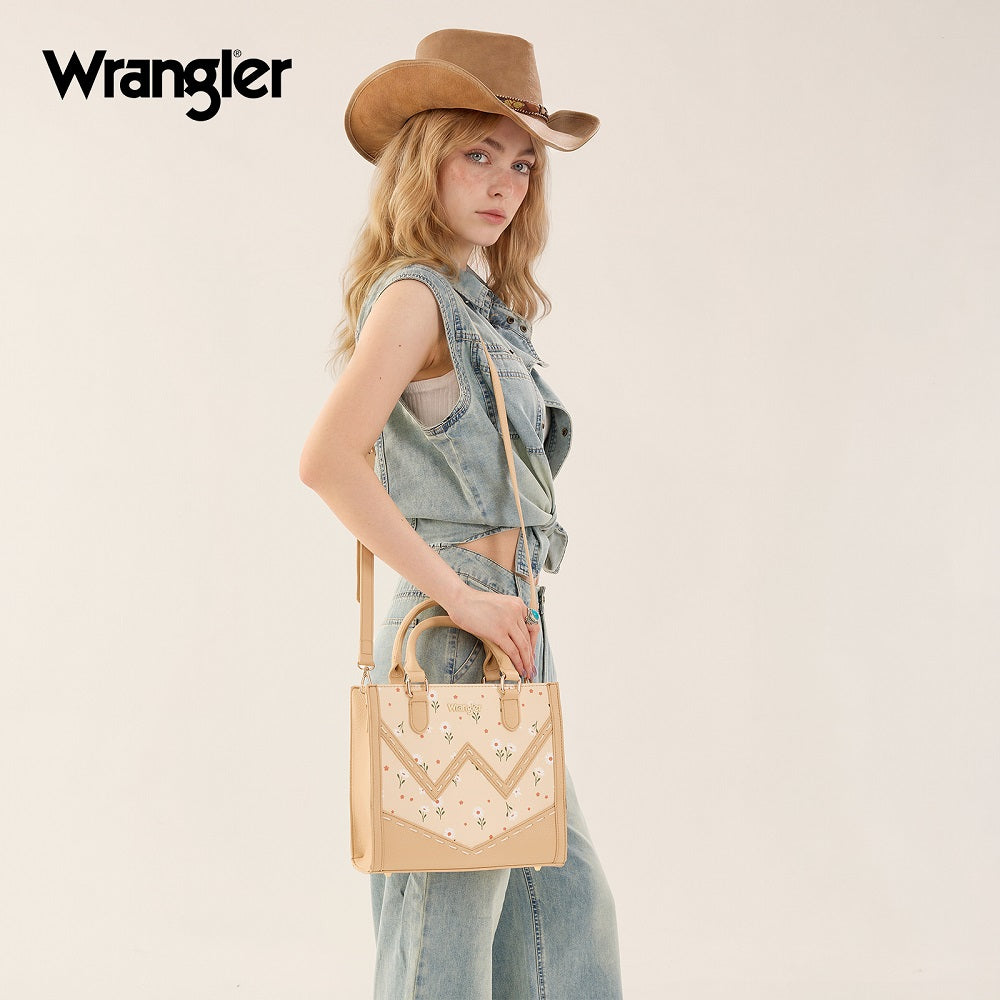 Wrangler Daisy Print Chevron Tote Crossbody Bag