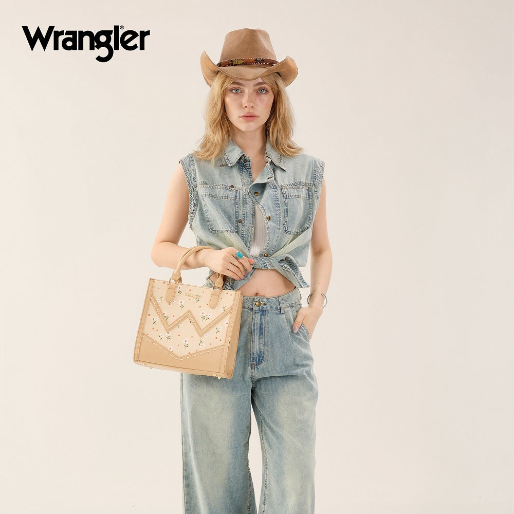 Wrangler Daisy Print Chevron Tote Crossbody Bag