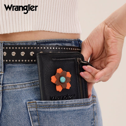 Wrangler 3D Floral Turquoise RFID Bifold Wallet