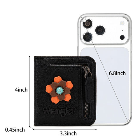 Wrangler 3D Floral Turquoise RFID Bifold Wallet