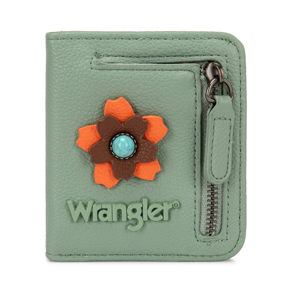 Wrangler 3D Floral Turquoise RFID Bifold Wallet