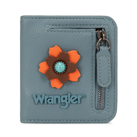 Wrangler 3D Floral Turquoise RFID Bifold Wallet