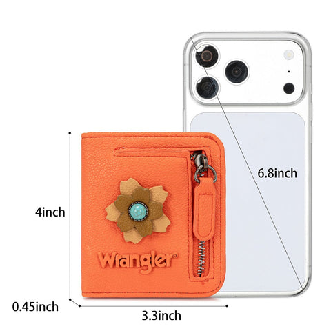 Wrangler 3D Floral Turquoise RFID Bifold Wallet