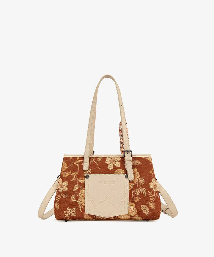 Wrangler Vintage Floral Print Canvas Shoulder Bag in BR
