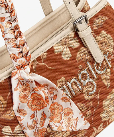 Wrangler Vintage Floral Print Canvas Shoulder Bag in BR