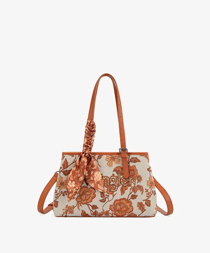Wrangler Vintage Floral Print Canvas Shoulder Bag in DBR
