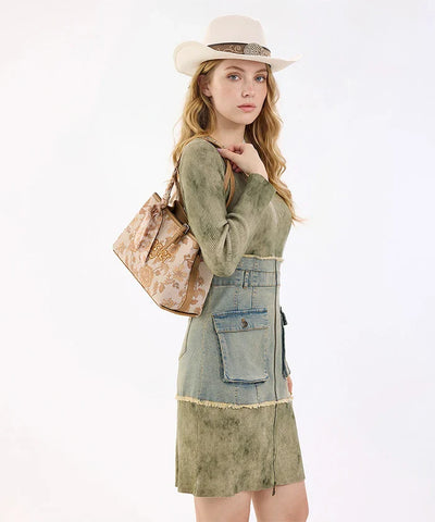 Wrangler Vintage Floral Print Canvas Shoulder Bag in GD