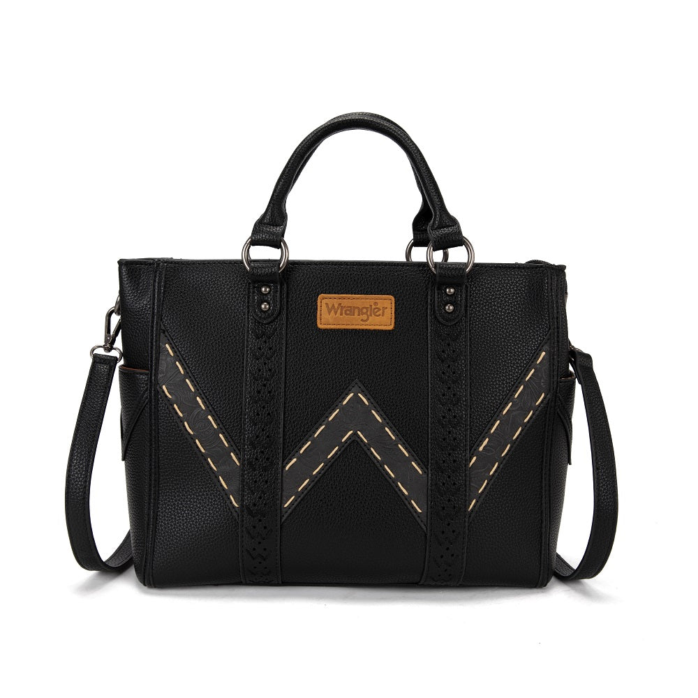 Wrangler Western Stitch & Embossed Chevron Satchel Tote Bag