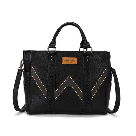 Wrangler Western Stitch & Embossed Chevron Satchel Tote Bag