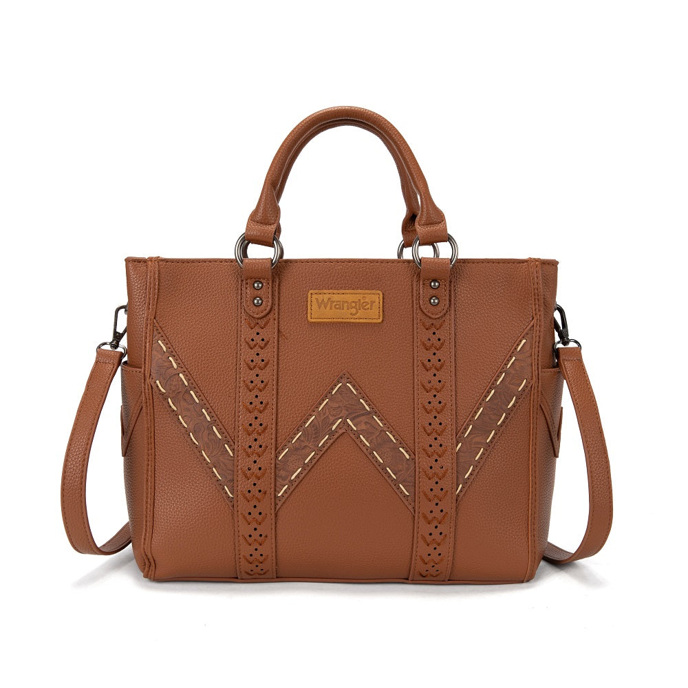 Wrangler Western Stitch & Embossed Chevron Satchel Tote Bag