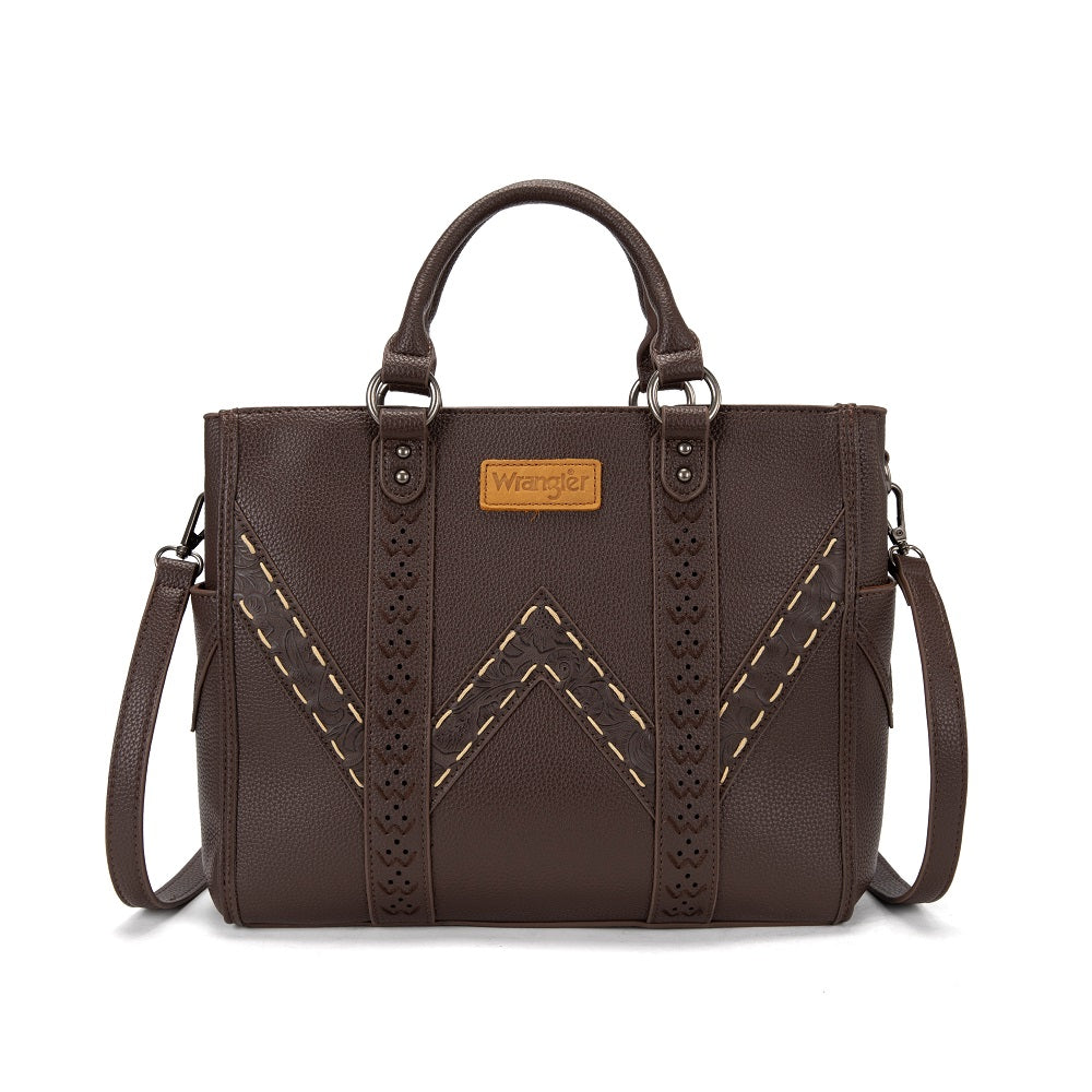 Wrangler Western Stitch & Embossed Chevron Satchel Tote Bag