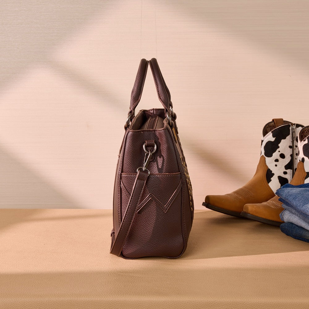 Wrangler Western Stitch & Embossed Chevron Satchel Tote Bag