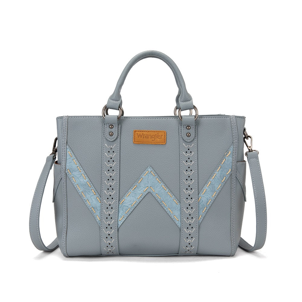 Wrangler Western Stitch & Embossed Chevron Satchel Tote Bag
