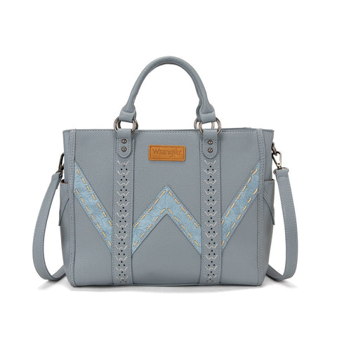 Wrangler Western Stitch & Embossed Chevron Satchel Tote Bag