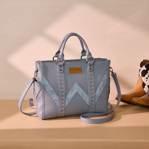 Wrangler Western Stitch & Embossed Chevron Satchel Tote Bag