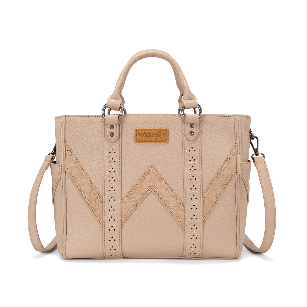Wrangler Western Stitch & Embossed Chevron Satchel Tote Bag