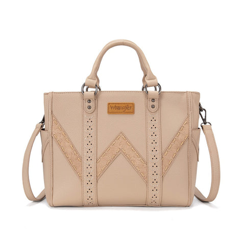 Wrangler Western Stitch & Embossed Chevron Satchel Tote Bag
