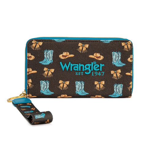 Wrangler Western Print RFID Blocking Zippered Cowgirl Wallet