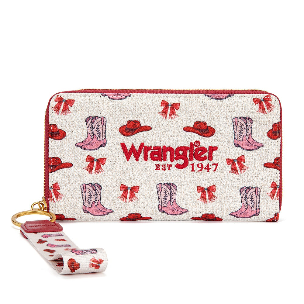 Wrangler Western Print RFID Blocking Zippered Cowgirl Wallet