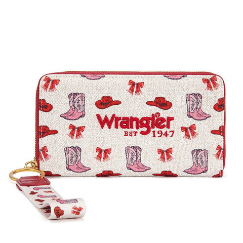 Wrangler Western Print RFID Blocking Zippered Cowgirl Wallet