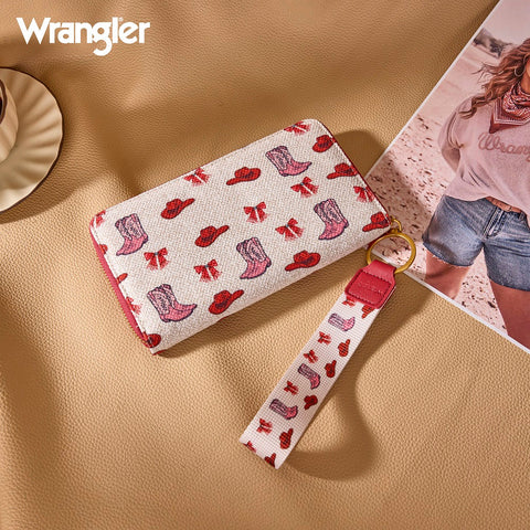 Wrangler Western Print RFID Blocking Zippered Cowgirl Wallet