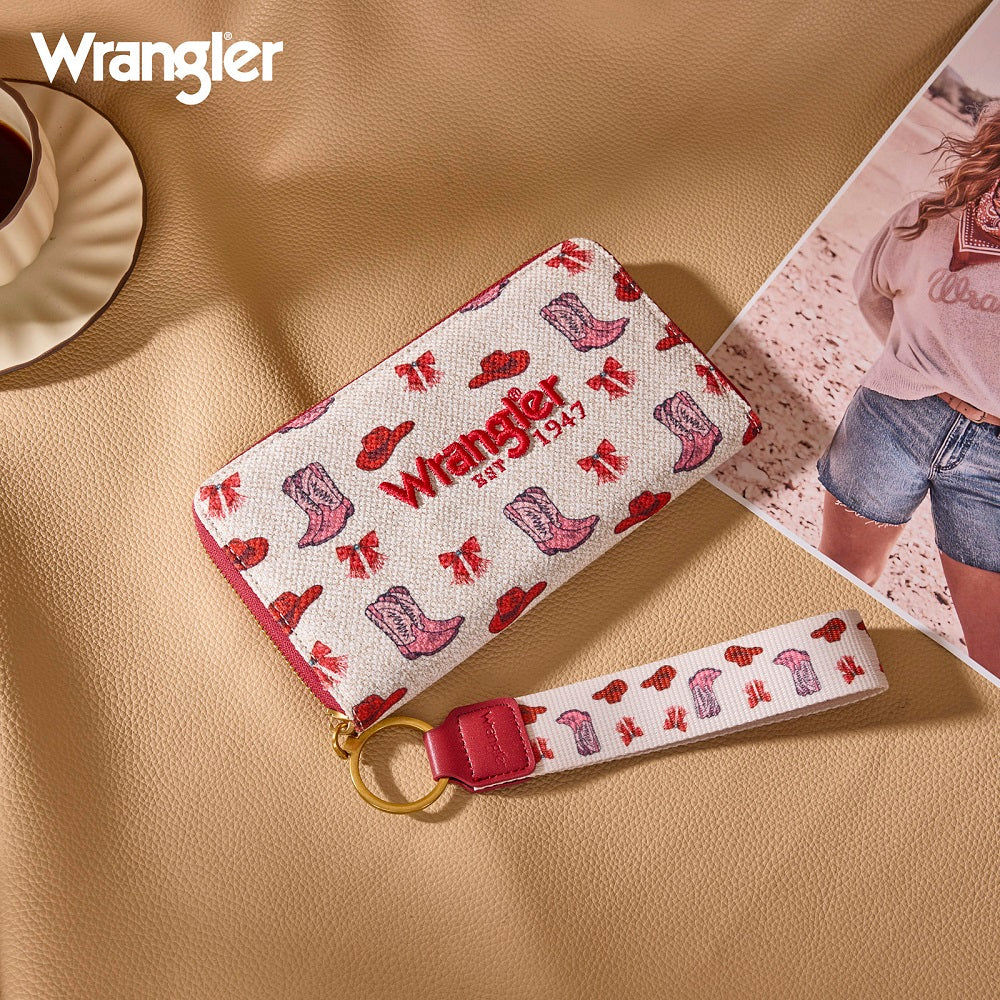 Wrangler Western Print RFID Blocking Zippered Cowgirl Wallet