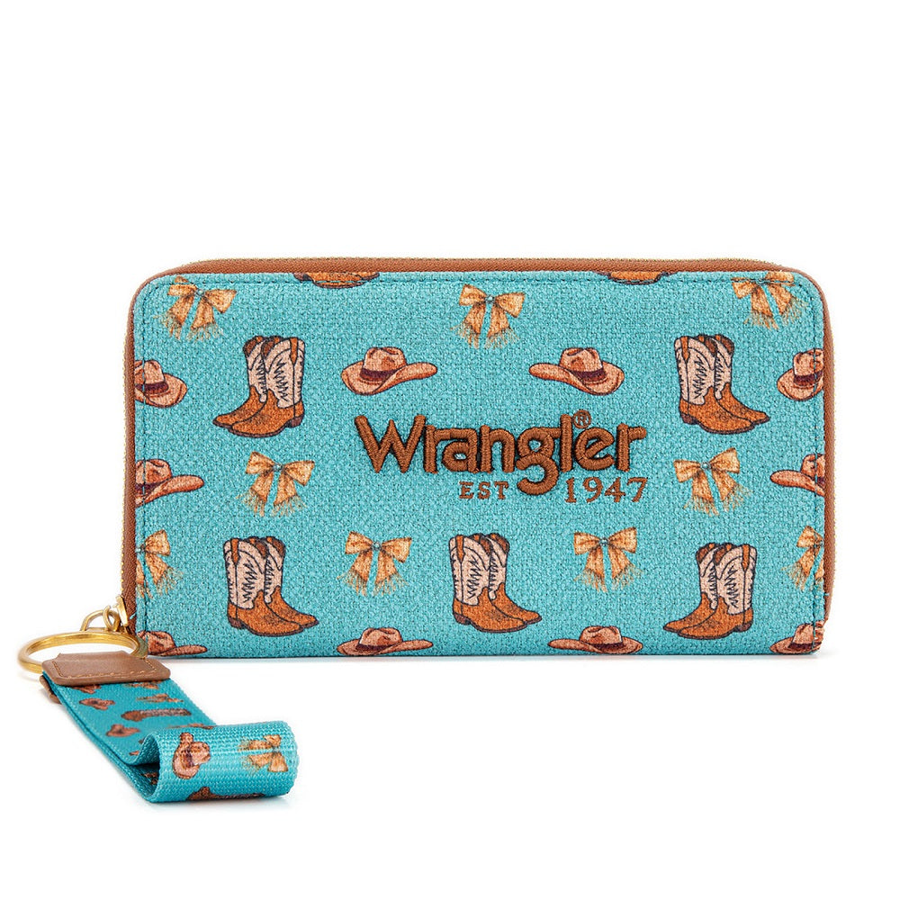 Wrangler Western Print RFID Blocking Zippered Cowgirl Wallet