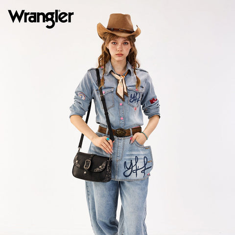 Wrangler Western Buckle Studded Shoulder Crossbody Bag