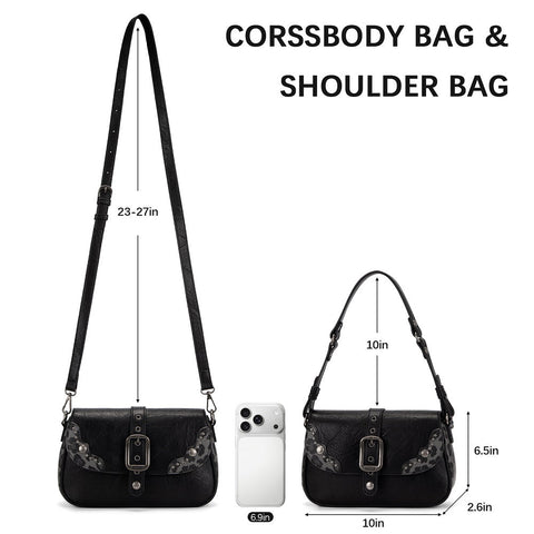 Wrangler Western Buckle Studded Shoulder Crossbody Bag