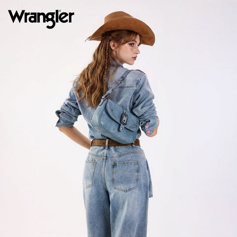 Wrangler Western Buckle Studded Shoulder Crossbody Bag