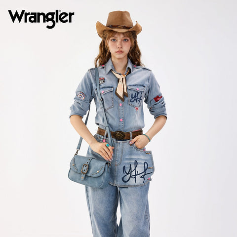 Wrangler Western Buckle Studded Shoulder Crossbody Bag
