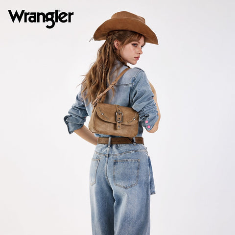 Wrangler Western Buckle Studded Shoulder Crossbody Bag