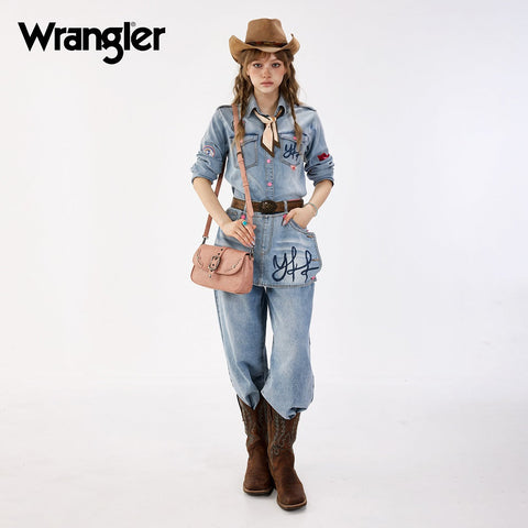 Wrangler Western Buckle Studded Shoulder Crossbody Bag