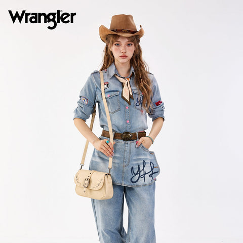 Wrangler Western Buckle Studded Shoulder Crossbody Bag