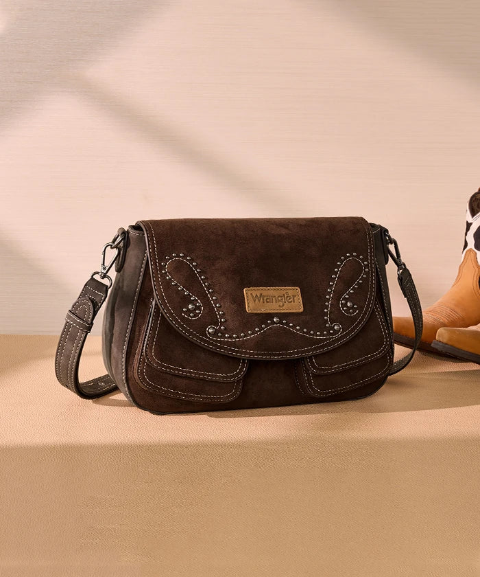 Wrangler Studded Faux-Suede Crossbody Bag