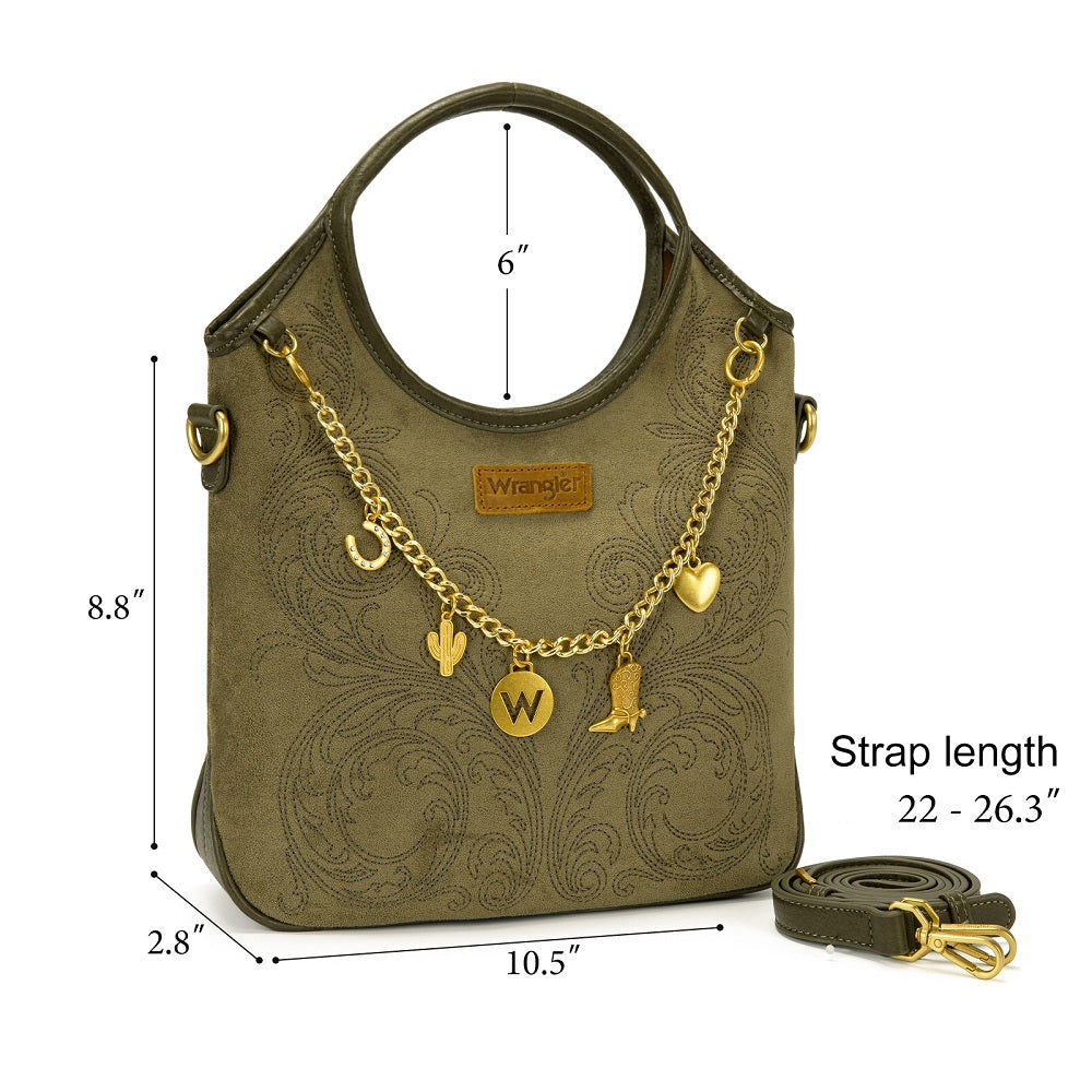 Wrangler Charm Chain Hobo Tote Bag