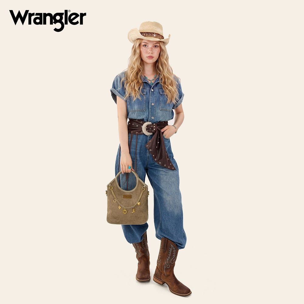 Wrangler Charm Chain Hobo Tote Bag