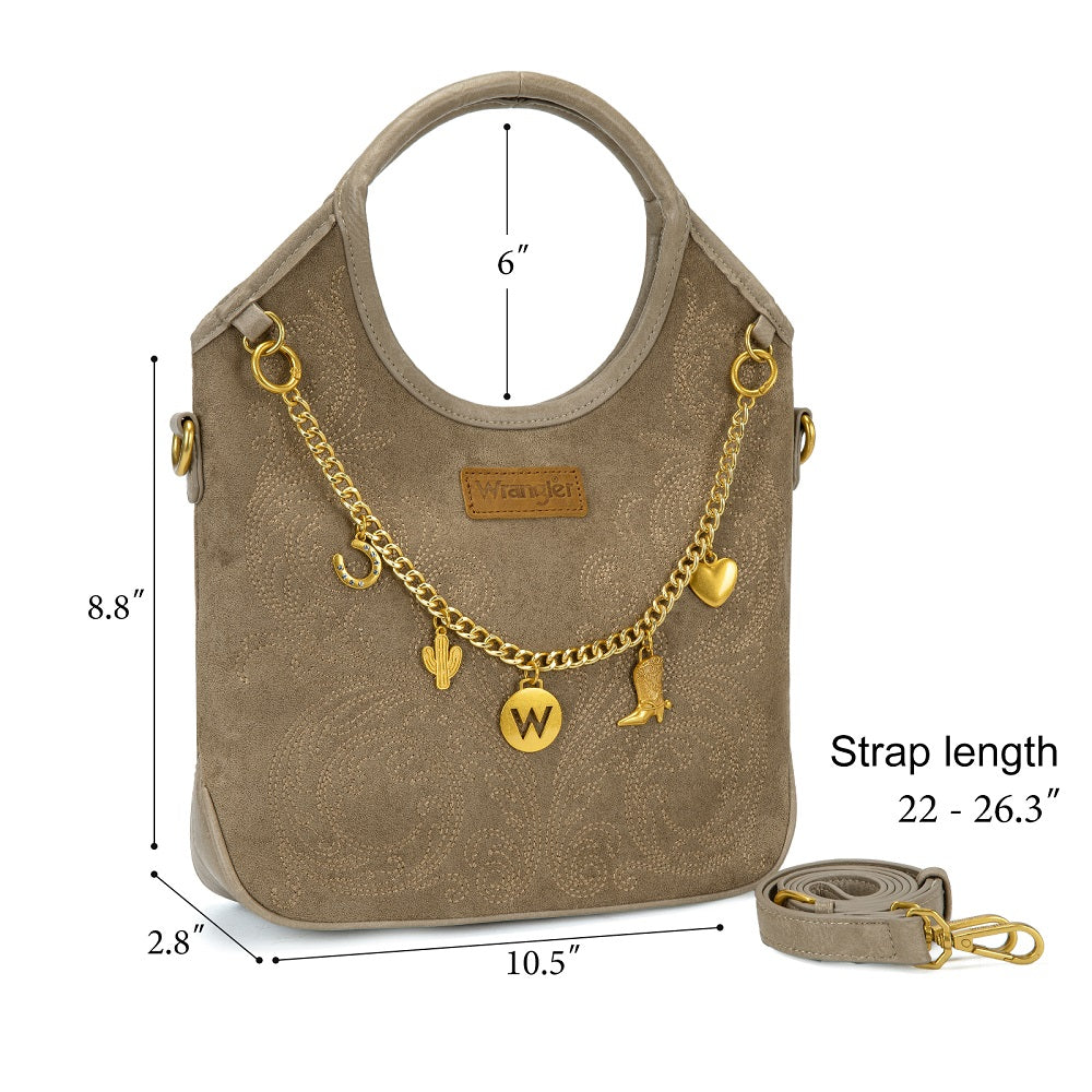 Wrangler Charm Chain Hobo Tote Bag
