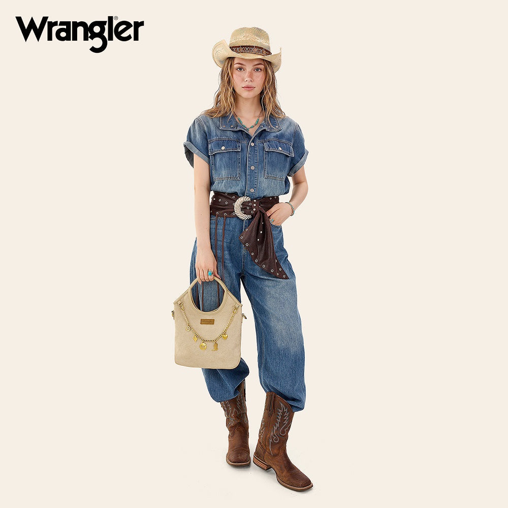 Wrangler Charm Chain Hobo Tote Bag