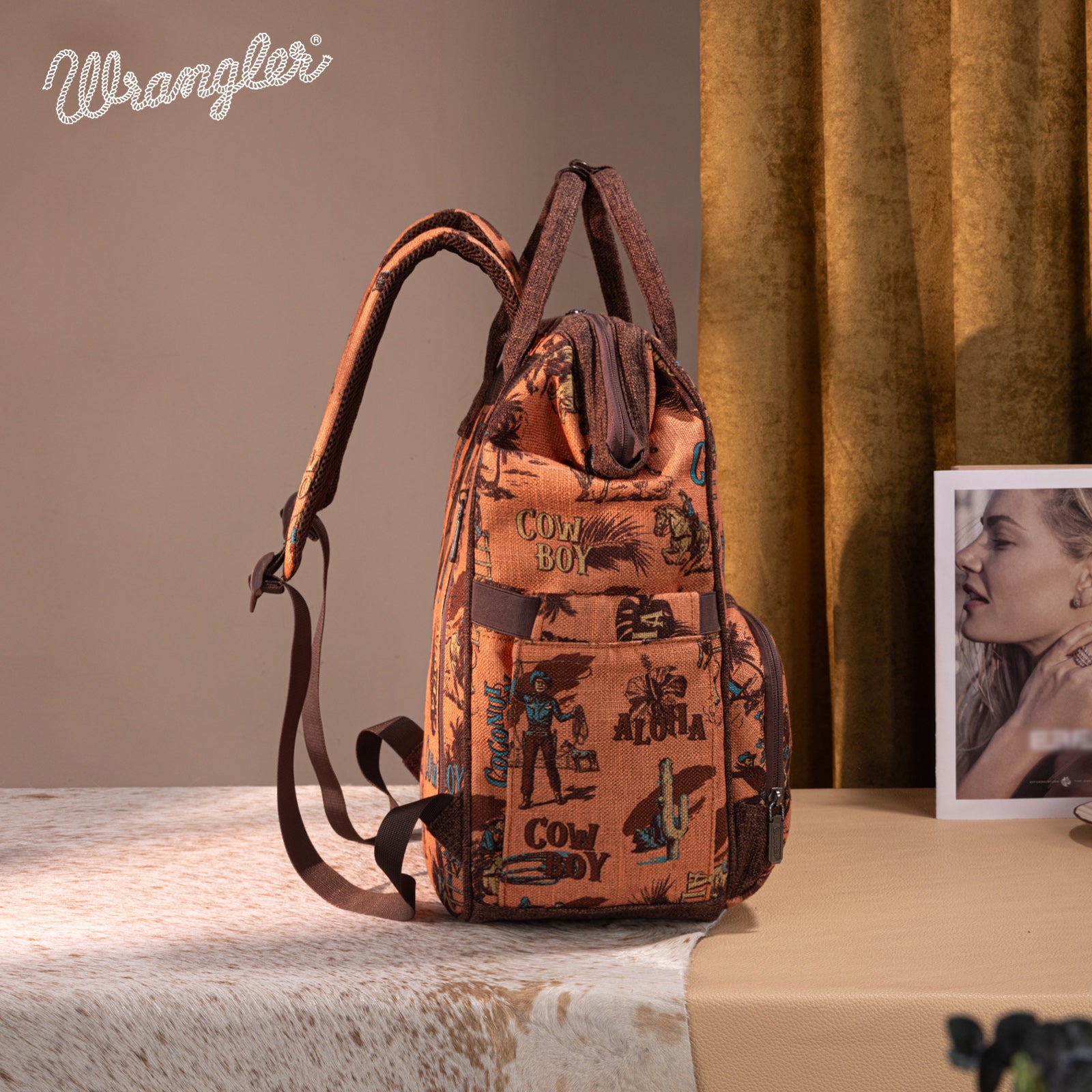 Wrangler Vintage Retro Cowboy Cool Print Backpack