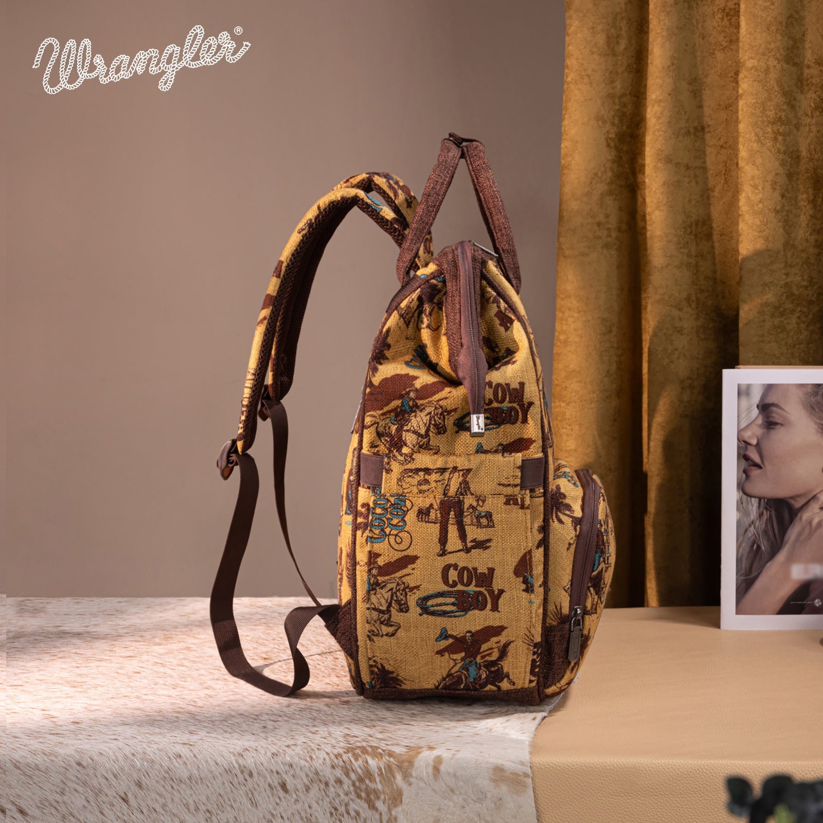 Wrangler Vintage Retro Cowboy Cool Print Backpack