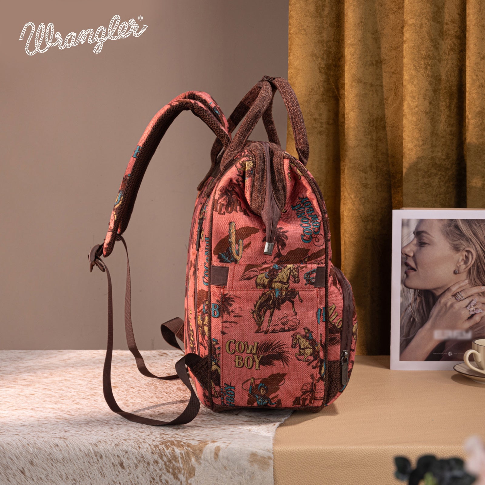 Wrangler Vintage Retro Cowboy Cool Print Backpack