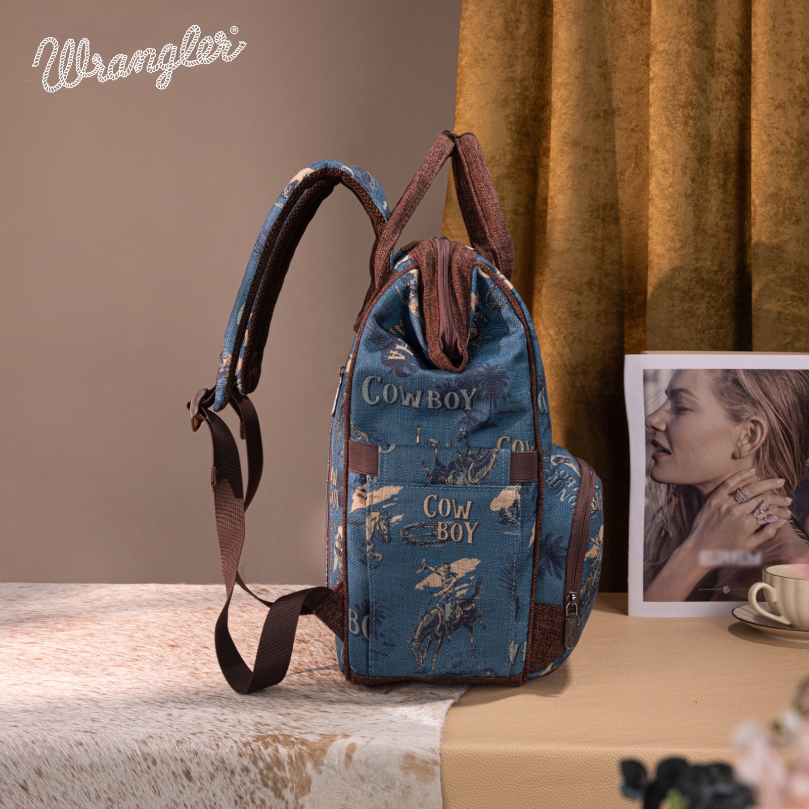 Wrangler Vintage Retro Cowboy Cool Print Backpack