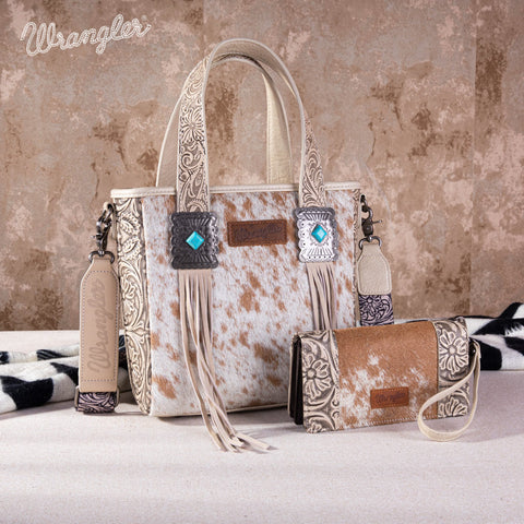 Wrangler Cowhide Fringe Concealed Carry Tote